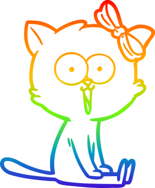 gökkuşağı gradyanı çizimi bir insan tarafından çizilmiş çizgi film kedisi