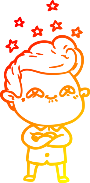 Bir insan tarafından çizilmiş, heyecanlı bir çizgi film çizimi.