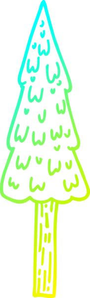 Bir insan tarafından çizilmiş çam ağaçlarının soğuk gradyan çizgileri.