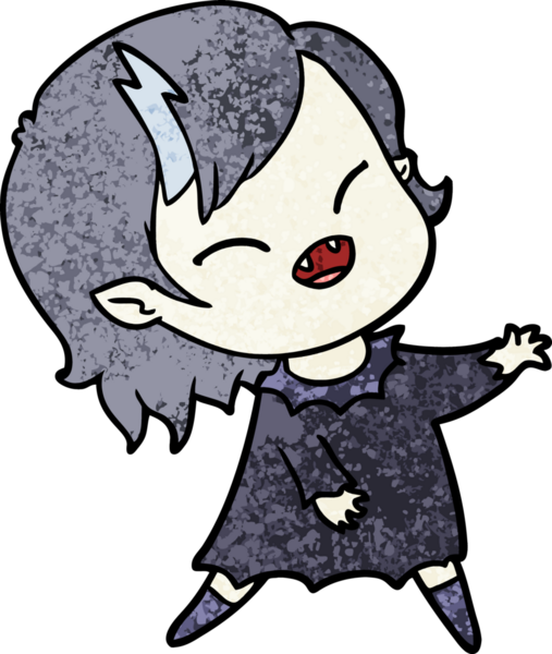 Bir insan tarafından çizilmiş gülen vampir kız çizgi filmi.