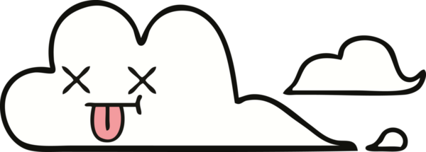 Bir insan tarafından çizilmiş sevimli bir bulut karikatürü.