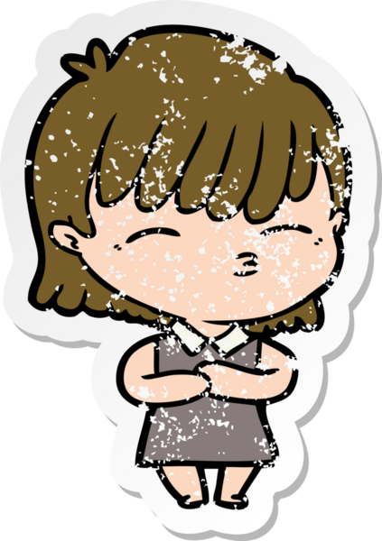 Bir insan tarafından çizilmiş karikatür bir kadının sıkıntılı çıkartması.