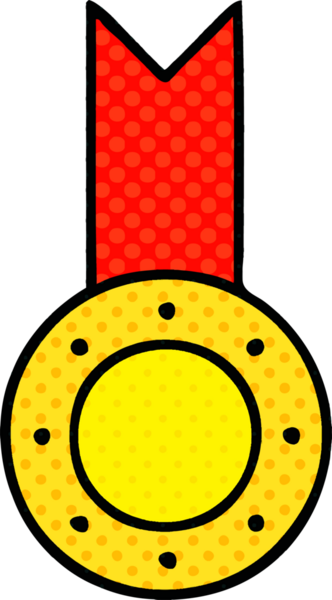 Bir insan tarafından çizilmiş altın madalyanın karikatürü.