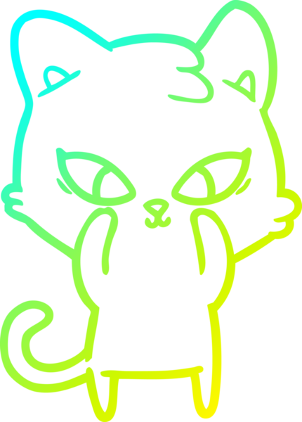 Bir insan tarafından çizilmiş bir çizgi film kedisinin soğuk gradyan çizgisi.