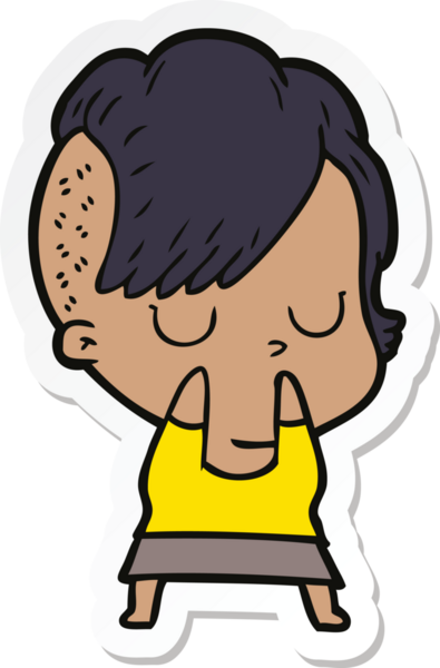 Bir insan tarafından çizilmiş bir karikatür kadının çıkartması.