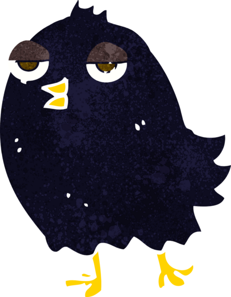 Bir insan tarafından çizilmiş komik çizgi film kuşu.