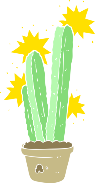 Bir insan tarafından çizilen kaktüsün düz renk çizimi