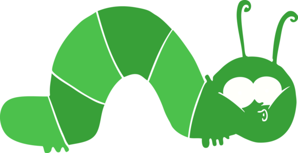 Bir insan tarafından çizilmiş düz renkli çizgi film tırtılı.