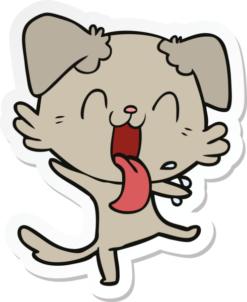 Bir insan tarafından çizilmiş nefes nefese kalmış bir köpeğin çıkartması.