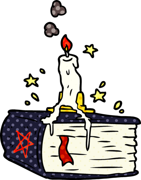 Bir insan tarafından çizilmiş mum damlatan ürkütücü büyü kitabı.