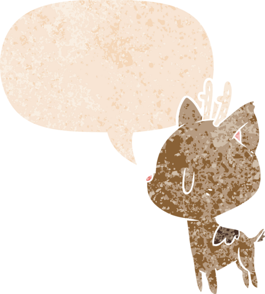 Bir insan tarafından çizilmiş grunge dertli retro tarzı konuşma baloncuğu ile çizgi film geyiği