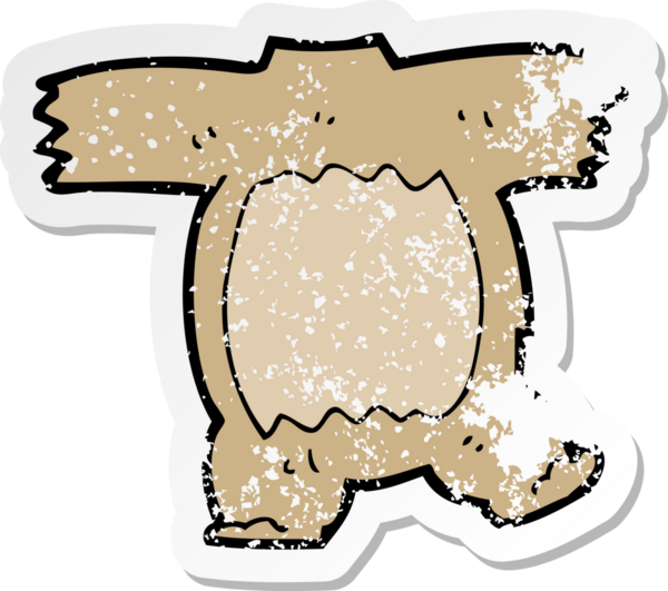 Bir insan tarafından çizilmiş oyuncak ayı vücudunun gerilimli retro yapıştırması (karıştırma ve eşleştirme karikatürü)