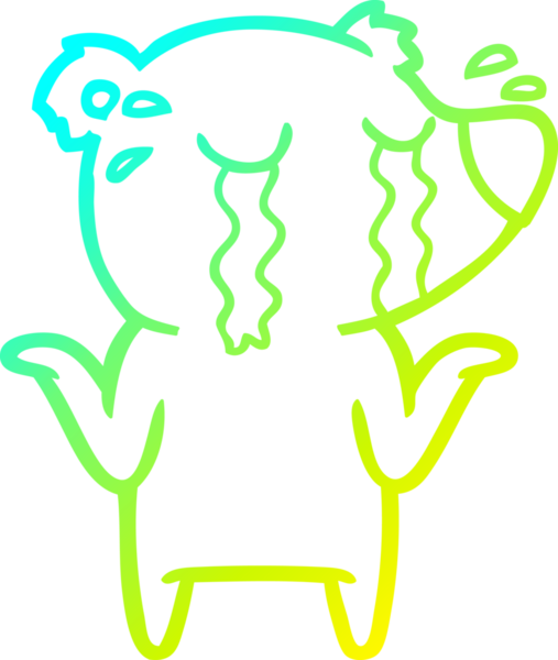 Bir insan tarafından çizilmiş ağlayan bir ayının soğuk çizgi çizimi.