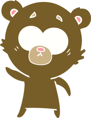 Bir insan tarafından çizilmiş kaygılı ayı düz renk karikatürü