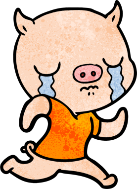 Çizgi filmdeki domuz ağlayarak bir insan tarafından çizilmiş.