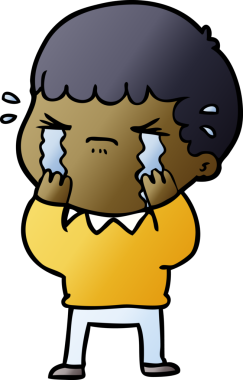 Bir insan tarafından çizilmiş ağlayan çizgi film adamı.