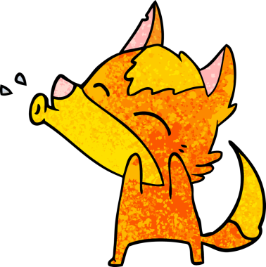 Bir insan tarafından çizilmiş tilki çizgi film karakteri