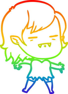 Gökkuşağı gradyan çizgi çizimi Bir insan tarafından çizilen ölümsüz vampir kız çizgi