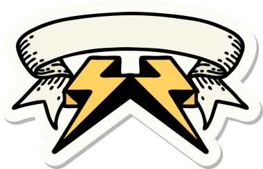 Bir insan tarafından çizilmiş yıldırımlı dövme stili etiketi