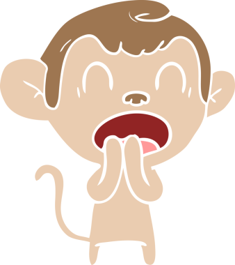 Bir insan tarafından çizilmiş düz renkli çizgi film maymunu