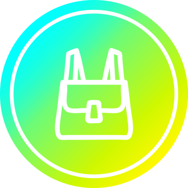 bir insan tarafından çizilmiş havalı gradyan çizgili okul sırt çantası dairesel simgesi