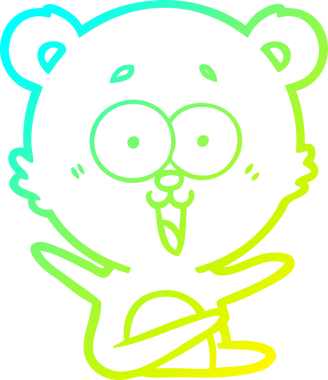 Bir insan tarafından çizilmiş gülen oyuncak ayı çizgi filmi.