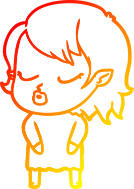 Bir insan tarafından çizilmiş sevimli bir vampir kız çizgi çizimi.