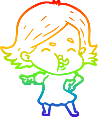 Gökkuşağı gradyan çizgi çizimi Bir insan tarafından çizilen bir kız karikatürü