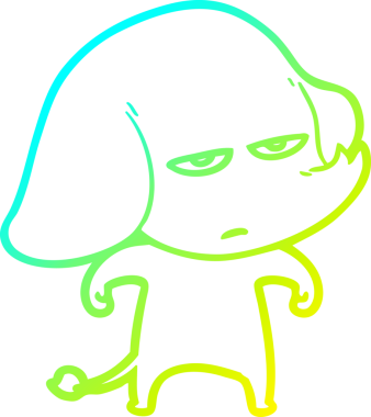 Bir insan tarafından çizilmiş soğuk bir çizgi film filinin çizimi.