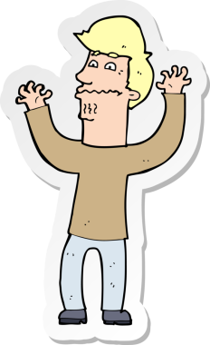 Bir insan tarafından çizilmiş gergin bir adamın çıkartması.