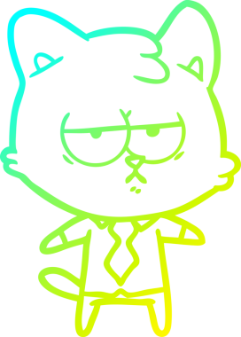 Sıkılmış çizgi film kedisinin insan tarafından çizilmiş soğuk gradyan çizgisi