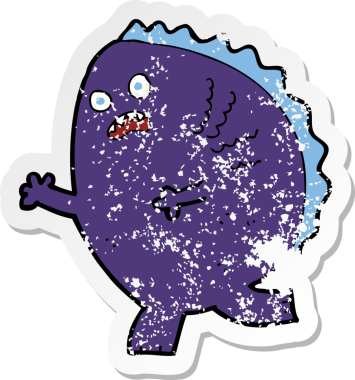 Bir insan tarafından çizilmiş karikatür canavarının geriletilmiş çıkartması.