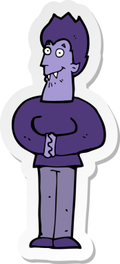 Bir insan tarafından çizilmiş bir vampirin çıkartması.