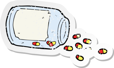 Bir insan tarafından çizilmiş karikatür kavanozunun gerilimli retro yapıştırması.