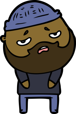 Bir insan tarafından çizilmiş sakallı endişeli bir adam.