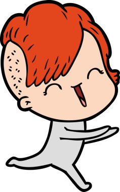 Bir insan tarafından çizilmiş mutlu hippi kız çizgi filmi.