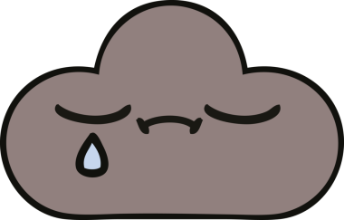 Bir insan tarafından çizilmiş fırtına bulutunun sevimli karikatürü.