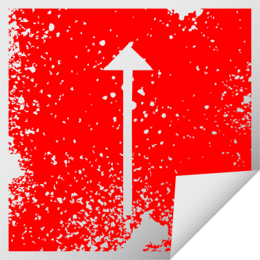 Bir insan tarafından çizilmiş uzun ok sembolünün kare soyma etiketi.