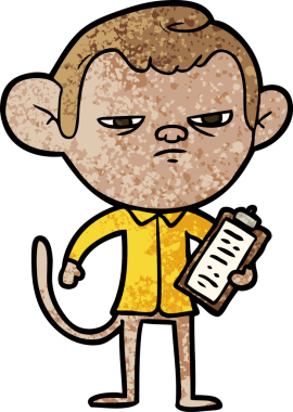 Bir insan tarafından çizilmiş kızgın maymun patron çizgi filmi.