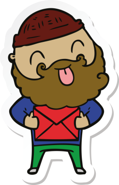 Bir insan tarafından çizilmiş sakallı bir adamın çıkartması.