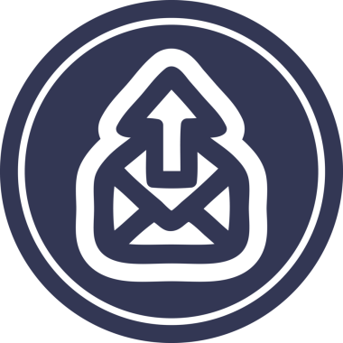 bir insan tarafından çizilmiş e- posta dairesel simgesi gönder