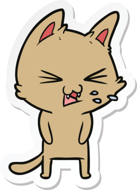 Bir insan tarafından çizilmiş çizgi film kedisinin çıkartması.