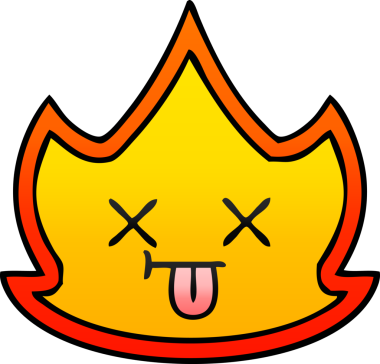 Bir insanın çizdiği ateşin gölgeli çizgi filmi.