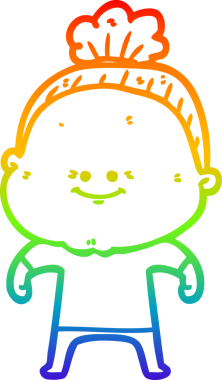 Gökkuşağı gradyan çizgi çizimi Bir insan tarafından çizilmiş mutlu yaşlı kadın