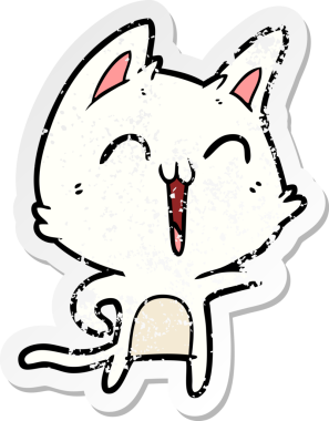 Bir insan tarafından çizilmiş mutlu çizgi film kedisinin sıkıntılı çıkartması.