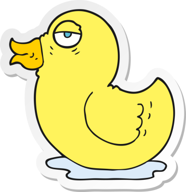 Bir insan tarafından çizilmiş plastik ördeğin çıkartması.