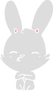 Bir insan tarafından çizilmiş tuhaf düz renkli tavşan.