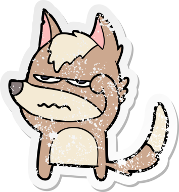 Bir insan tarafından çizilmiş kızgın bir kurdun sıkıntılı çıkartması.