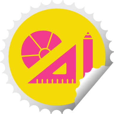 Bir insan tarafından çizilmiş bir matematik kitinin dairesel soyma etiketi.