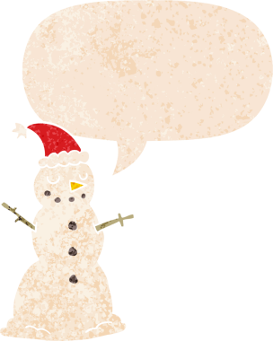 Kardan adam çizgi filminde konuşma baloncuğu olan grunge dertli eski moda bir insan tarafından çizilmiş.